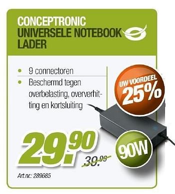 Promoties Conceptronic universele notebook lader - Conceptronic - Geldig van 01/05/2012 tot 31/05/2012 bij Auva