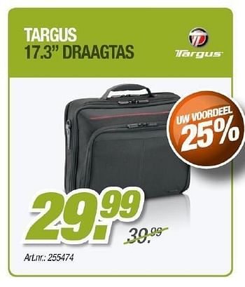 Promoties Targus 17.3 draagtas - Targus - Geldig van 01/05/2012 tot 31/05/2012 bij Auva