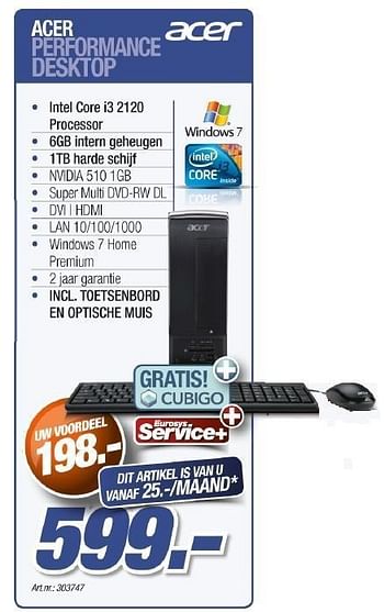 Promoties Acer performance desktop - Acer - Geldig van 01/05/2012 tot 31/05/2012 bij Auva