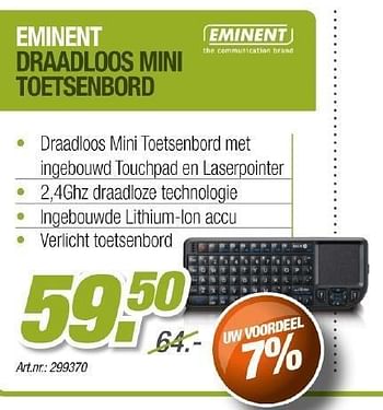 Promoties Eminent draadloos mini toetsenbord - Eminent - Geldig van 01/05/2012 tot 31/05/2012 bij Auva