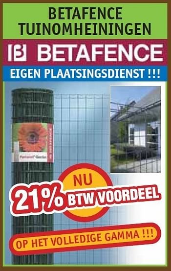 Promoties Betafence tuinomheiningen - Betafence - Geldig van 07/05/2012 tot 31/05/2012 bij Bouwcenter Frans Vlaeminck