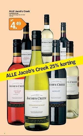 Promoties Alle jacob`s creek - Rode wijnen - Geldig van 07/05/2012 tot 13/05/2012 bij Albert Heijn