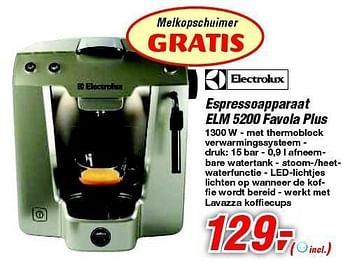 Promoties Espressoapparaat elm 5200 favola plus - Electrolux - Geldig van 09/05/2012 tot 22/05/2012 bij Makro