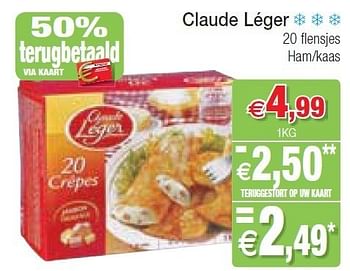 Promoties Claude léger 20 flensjes ham-kaas - Claude Léger - Geldig van 15/05/2012 tot 20/05/2012 bij Intermarche