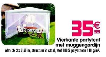 Promoties Vierkante partytent met muggengordijn - Huismerk - Gifi - Geldig van 15/05/2012 tot 23/05/2012 bij Gifi
