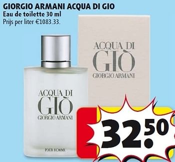 Promoties Giorgio armani acqua di gio eau de toilette - Giorgio Armani - Geldig van 15/05/2012 tot 27/05/2012 bij Kruidvat