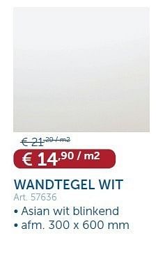 Promoties Wandtegel wit - Huismerk - Zelfbouwmarkt - Geldig van 15/05/2012 tot 11/06/2012 bij Zelfbouwmarkt