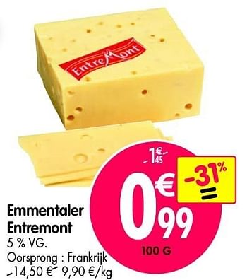 Promotions Emmentaler entremont - Produit maison - Match - Valide de 16/05/2012 à 22/05/2012 chez Match