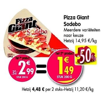 Promotions Pizza giant sodebo - Sodebo - Valide de 16/05/2012 à 22/05/2012 chez Match