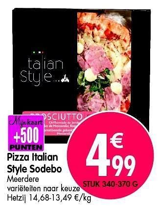 Promotions Pizza italian style sodebo - Sodebo - Valide de 16/05/2012 à 22/05/2012 chez Match