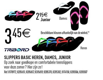 Promoties Slippers basic heren , dames , junior - Tribord - Geldig van 19/05/2012 tot 02/06/2012 bij Decathlon