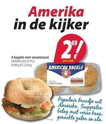Promotions 4 bagels met sesamzaad - American Style - Valide de 22/05/2012 à 16/06/2012 chez O'Cool