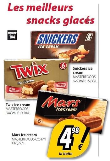 Promotions Snickers ice cream - Masterfoods - Valide de 22/05/2012 à 16/06/2012 chez O'Cool