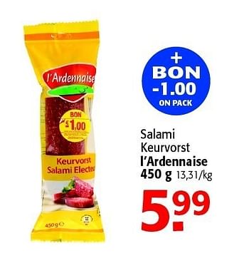 Promoties Salami keurvorst l’ardennaise - L'Ardennaise - Geldig van 23/05/2012 tot 05/06/2012 bij Alvo