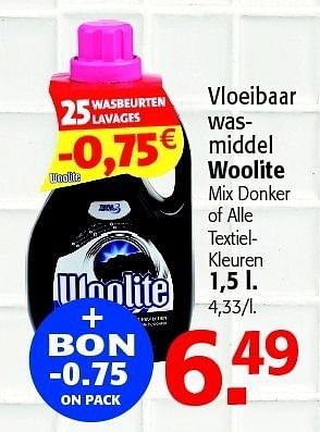 Promoties Vloeibaar wasmiddel woolite - Woolite - Geldig van 23/05/2012 tot 05/06/2012 bij Alvo