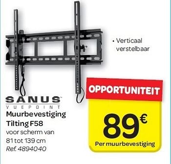 Promoties Muurbevestiging tilting f58 - Sanus - Geldig van 23/05/2012 tot 04/06/2012 bij Carrefour