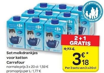 Promoties Set melkdrankjes voor katten carrefour - Carrefour - Geldig van 23/05/2012 tot 04/06/2012 bij Carrefour