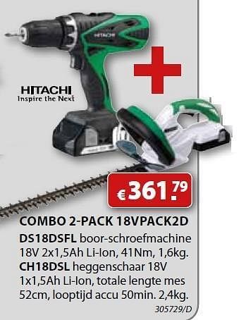 Promoties Combo 2-pack 18vpack2d - Hitachi - Geldig van 04/06/2012 tot 15/07/2012 bij Group Meno
