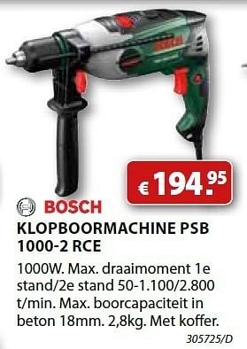 Promoties Klopboormachine psb 1000-2 rce - Bosch - Geldig van 04/06/2012 tot 15/07/2012 bij Group Meno