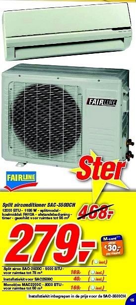industrie semester baas Fairline Split airconditioner sac-3500ch - Promotie bij Makro