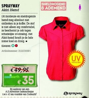 Promoties Akiri hemd - Sprayway - Geldig van 07/06/2012 tot 01/07/2012 bij A.S.Adventure