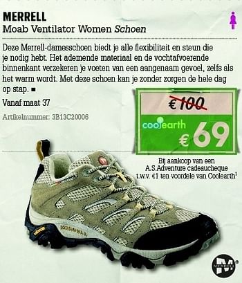 Promoties Moab ventilator women schoen - Merrell - Geldig van 07/06/2012 tot 01/07/2012 bij A.S.Adventure