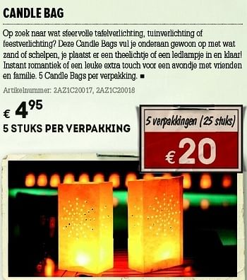 Promoties Candle bag - Huismerk - A.S.Adventure - Geldig van 07/06/2012 tot 01/07/2012 bij A.S.Adventure