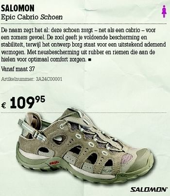 Promoties Epic cabrio schoen - Salomon - Geldig van 07/06/2012 tot 01/07/2012 bij A.S.Adventure
