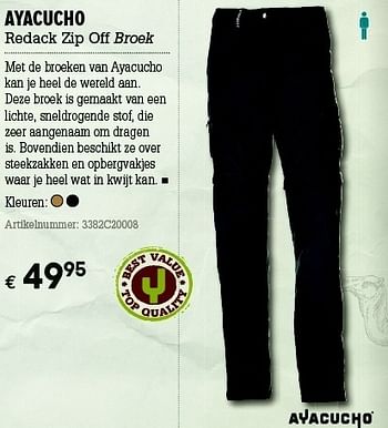 Promoties Ayacucho redack zip off broek - AYACUCHO - Geldig van 07/06/2012 tot 01/07/2012 bij A.S.Adventure