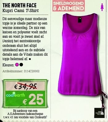 Promoties Kupri cami t-shirt - The North Face - Geldig van 07/06/2012 tot 01/07/2012 bij A.S.Adventure