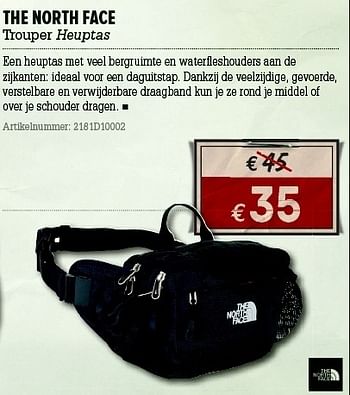 Promoties Trouper heuptas - The North Face - Geldig van 07/06/2012 tot 01/07/2012 bij A.S.Adventure