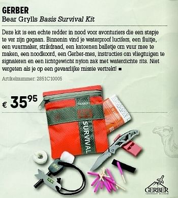 Promoties Bear grylls basis survival kit - Gerber - Geldig van 07/06/2012 tot 01/07/2012 bij A.S.Adventure