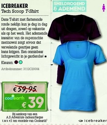 Promoties Tech scoop t-shirt - Icebreaker - Geldig van 07/06/2012 tot 01/07/2012 bij A.S.Adventure