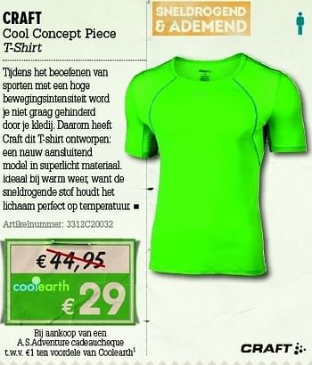Promoties Craft cool concept piece t-shirt - CRAFT - Geldig van 07/06/2012 tot 01/07/2012 bij A.S.Adventure
