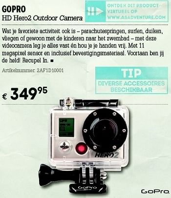 Promoties Gopro hd hero2 outdoor camera - Go Pro - Geldig van 07/06/2012 tot 01/07/2012 bij A.S.Adventure