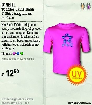 Promoties O’neill toddler skins rash t-shirt jongens en meisjes - O'Neil - Geldig van 07/06/2012 tot 01/07/2012 bij A.S.Adventure