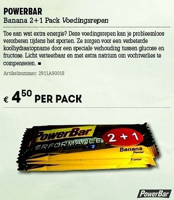 Promoties Powerbar banana 2+1 pack voedingsrepen - Powerbar - Geldig van 07/06/2012 tot 01/07/2012 bij A.S.Adventure