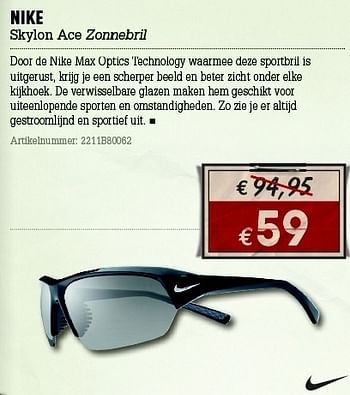 Promoties Nike skylon ace zonnebril - NIKE - Geldig van 07/06/2012 tot 01/07/2012 bij A.S.Adventure