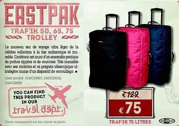 Promotions Traf`ik 75 litres - Eastpak - Valide de 07/06/2012 à 01/07/2012 chez A.S.Adventure