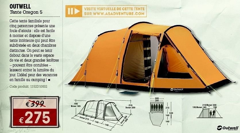 Outwell Tente oregon 5 En promotion chez A.S.Adventure