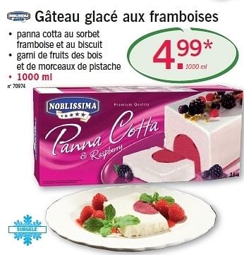 Promotion Lidl Gateau Glace Aux Framboises Noblissima Surgelee Valide Jusqua 4 Promobutler