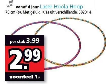 Promoties Vanaf 4 jaar laser hoola hoop 75 cm met geluid - Huismerk - Intertoys - Geldig van 25/06/2012 tot 15/07/2012 bij Intertoys