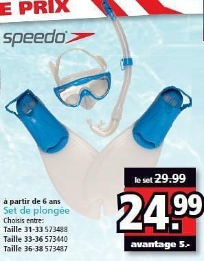 Promotions À partir de 6 ans set de plongée - Speedo - Valide de 25/06/2012 à 15/07/2012 chez Intertoys