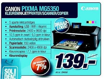 Promotions Canon pixma mg5350 - Canon - Valide de 27/06/2012 à 18/07/2012 chez Auva