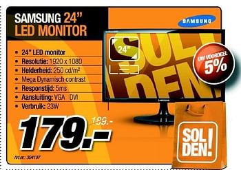 Promoties Samsung 24inch led monitor - Samsung - Geldig van 27/06/2012 tot 18/07/2012 bij Auva
