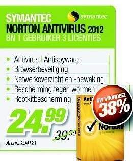 Promoties Symantec norton antivirus 2012 - Symantec - Geldig van 27/06/2012 tot 18/07/2012 bij Auva
