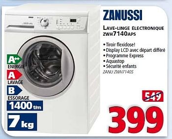 Promotions Lave-linge électronique zwh7140aps - Zanussi - Valide de 30/06/2012 à 11/07/2012 chez Kitchenmarket