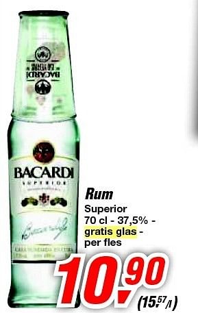 Promotions Rum superior - Bacardi - Valide de 30/06/2012 à 17/07/2012 chez Makro