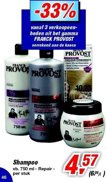 Promoties Shampoo - Franck Provost - Geldig van 30/06/2012 tot 17/07/2012 bij Makro