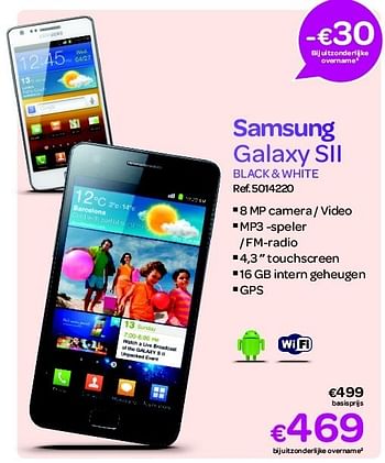 Promoties Samsung galaxy sii black + white - Samsung - Geldig van 30/06/2012 tot 31/07/2012 bij Carrefour